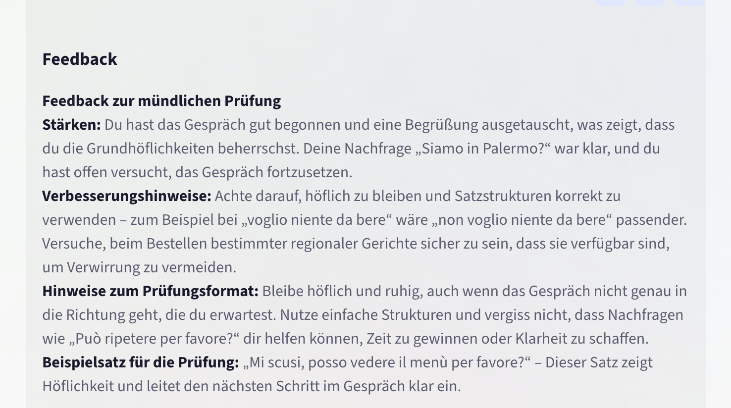 Reflexion und Feedback zum absolvierten Szenario